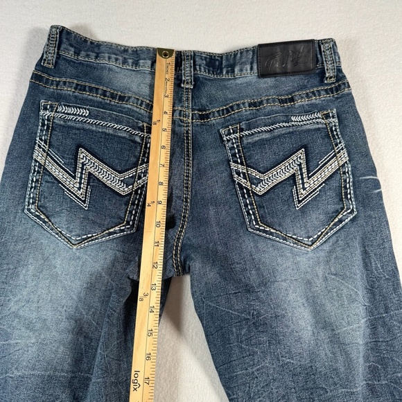 True Luck Jeans Mens 34 Blue Straight Mid Rise Medium Wash Stretch - Picture 8 of 11
